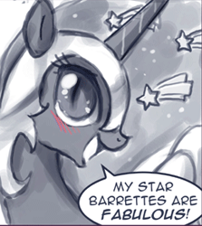 Size: 260x291 | Tagged: safe, artist:johnjoseco, character:nightmare moon, character:princess luna, species:alicorn, species:pony, blushing, cropped, fabulous, female, grayscale, looking at you, mare, moe, monochrome, moonabetes, nicemare moon, open mouth, partial color, smiling, solo, talking nightmare moon