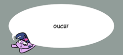 Size: 500x223 | Tagged: safe, artist:egophiliac, character:twilight sparkle, dialogue, one word, speech bubble
