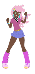 Size: 1433x3000 | Tagged: safe, artist:icey-wicey-1517, artist:johnjoseco, character:cheerilee, species:human, 80s, 80s cheerilee, alternate hairstyle, belt, bracelet, braces, cheeribetes, clothing, colored, converse, cute, dark skin, ear piercing, earring, female, humanized, jewelry, leg warmers, miniskirt, open mouth, piercing, pleated skirt, shoes, simple background, skirt, solo, thighs, transparent background