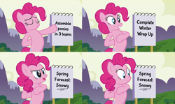 Size: 1504x898 | Tagged: safe, artist:dm29, edit, edited screencap, screencap, character:pinkie pie, species:earth pony, species:pony, episode:too many pinkie pies, episode:winter wrap up, g4, my little pony: friendship is magic, despicable me, exploitable meme, gru's plan, meme