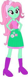 Size: 206x564 | Tagged: safe, artist:durpy, artist:selenaede, artist:user15432, base used, character:minty, species:human, g3, my little pony:equestria girls, barely eqg related, boots, clothing, equestria girls style, equestria girls-ified, g3 to equestria girls, g3 to g4, generation leap, high heel boots, shoes, simple background, skirt, tank top, white background
