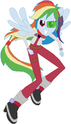 Size: 282x488 | Tagged: safe, artist:selenaede, artist:user15432, base used, character:rainbow dash, my little pony:equestria girls, barely eqg related, boots, clothing, crossover, falco lombardi, jacket, nintendo, pegasus wings, ponied up, pony ears, scouter, shoes, star fox, super smash bros., winged humanization, wings