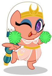 Size: 1822x2639 | Tagged: safe, artist:aleximusprime, character:somnambula, species:pony, g4, bipedal, cheerleader, chibi, clothing, female, floating wings, mare, one eye closed, pom pom, see-through, simple background, smiling, solo, transparent background, wink