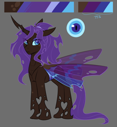 Size: 2659x2904 | Tagged: safe, artist:askbubblelee, oc, oc only, ponysona, species:changeling, changeling oc, changeling queen, changeling queen oc, female, purple changeling, reference sheet, simple background, solo