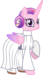 Size: 464x800 | Tagged: safe, artist:cloudyglow, character:princess cadance, species:alicorn, species:pony, clothing, cosplay, costume, crossover, disney, female, mare, princess leia, simple background, solo, star wars, transparent background