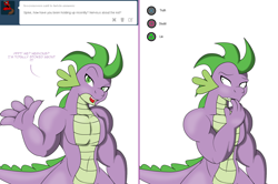 Size: 1204x800 | Tagged: safe, artist:dekomaru, character:spike, species:dragon, tumblr:ask twixie, ask, comic, l.a. noire, male, older, solo, tumblr