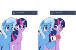 Size: 1204x800 | Tagged: safe, artist:dekomaru, character:trixie, character:twilight sparkle, species:pony, species:unicorn, ship:twixie, tumblr:ask twixie, ask, comic, female, lesbian, milestone, over 9000, scouter, shipping, tumblr