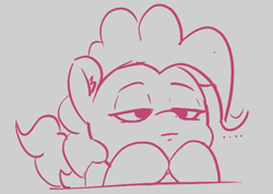 Size: 766x546 | Tagged: safe, artist:pabbley, character:pinkie pie, species:earth pony, species:pony, ..., bored, female, lidded eyes, mare, monochrome, simple background, sketch, solo