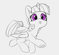 Size: 1280x1189 | Tagged: safe, artist:pabbley, character:twilight sparkle, character:twilight sparkle (alicorn), species:alicorn, species:pony, 30 minute art challenge, blep, cute, dancing, do the sparkle, female, mare, monochrome, neo noir, partial color, silly, solo, tongue out, twiabetes