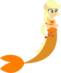 Size: 484x575 | Tagged: safe, artist:selenaede, artist:user15432, base used, character:applejack, species:human, my little pony:equestria girls, clothing, fins, hasbro, hasbro studios, jewelry, mermaid, mermaid tail, mermaidized, necklace, pearl necklace, ponied up, species swap, starfish, tail