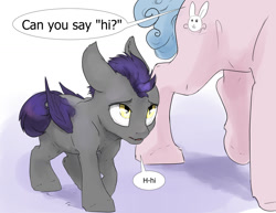 Size: 1280x989 | Tagged: safe, artist:silfoe, oc, oc:pterus, species:bat pony, species:pony, royal sketchbook, colt, comic, cute, dialogue, duo, female, floppy ears, hnnng, male, sequence, silfoe is trying to murder us, speech bubble, walking