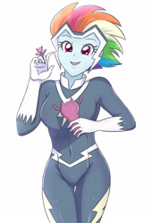 Size: 2208x3248 | Tagged: safe, artist:sumin6301, character:rainbow dash, character:zapp, episode:power ponies, g4, my little pony: friendship is magic, my little pony:equestria girls, anime, clothing, female, heroine, hunter x hunter, looking at you, open mouth, shalnark, simple background, solo, white background