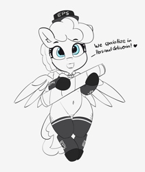 Size: 3588x4259 | Tagged: safe, artist:pabbley, character:sunny delivery, species:pony, dialogue, female, mare, monochrome, simple background, smiling, solo