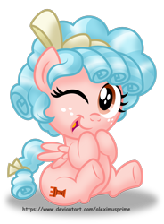 Size: 1600x2173 | Tagged: safe, artist:aleximusprime, character:cozy glow, species:pegasus, species:pony, episode:marks for effort, g4, my little pony: friendship is magic, cozybetes, cute, female, filly, freckles, one eye closed, open mouth, simple background, sitting, solo, transparent background, underhoof