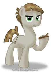 Size: 1600x2135 | Tagged: safe, artist:aleximusprime, character:mudbriar, species:earth pony, species:pony, episode:the maud couple, g4, my little pony: friendship is magic, looking at you, male, simple background, solo, stallion, stick, transparent background, twiggy (pet)
