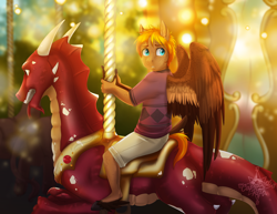 Size: 3300x2550 | Tagged: safe, artist:askbubblelee, oc, oc only, oc:singe, species:anthro, species:pegasus, species:pony, anthro oc, clothing, color porn, freckles, looking back, male, shirt, shorts, solo, story in the source, younger
