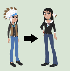 Size: 766x780 | Tagged: safe, artist:obeliskgirljohanny, artist:selenaede, base used, character:chief thunderhooves, my little pony:equestria girls, equestria girls-ified, feather, headdress, indian chief, looking at you, native american, redesign