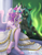 Size: 1545x2000 | Tagged: safe, artist:askbubblelee, character:queen chrysalis, species:alicorn, species:anthro, species:changeling, species:unguligrade anthro, episode:a canterlot wedding, g4, my little pony: friendship is magic, altered reflection, bride, bronycon 2018, changeling queen, clothing, colored hooves, disguise, disguised changeling, dress, fake cadance, female, hooves, lipstick, mare, mirror, print, reflection, scene interpretation, sharp teeth, solo, teeth, this day aria, underhoof, unshorn fetlocks, wedding dress