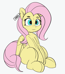 Size: 3574x4065 | Tagged: safe, artist:pabbley, character:fluttershy, species:pegasus, species:pony, female, mare, plushie, plushification, price tag, simple background, sitting, solo, white background