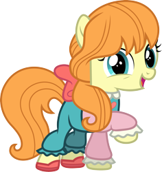 Size: 3000x3178 | Tagged: safe, artist:cloudyglow, character:megan williams, species:earth pony, species:pony, equestria girls:rollercoaster of friendship, g4, my little pony: equestria girls, bow, clothing, equestria girls ponified, female, filly, hair bow, happy, high res, looking at you, open mouth, ponified, raised hoof, simple background, solo, trace, transparent background, vector, vector trace