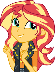 Size: 3000x3922 | Tagged: safe, artist:cloudyglow, character:sunset shimmer, episode:a fine line, g4, my little pony: equestria girls, my little pony:equestria girls, .ai available, cute, female, geode of empathy, looking at you, magical geodes, shimmerbetes, simple background, smiling, solo, transparent background, vector