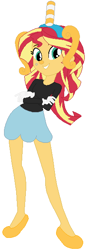 Size: 213x618 | Tagged: safe, artist:selenaede, artist:user15432, character:sunset shimmer, species:human, my little pony:equestria girls, barely eqg related, beauty mark, black shirt, blue skirt, clothing, crossover, cuphead, gloves, handles, hasbro, hasbro studios, legendary chalice, long sleeve shirt, long sleeves, ms. chalice, shirt, shoes, skirt, straw, studio mdhr, yellow nose