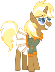 Size: 3000x3932 | Tagged: safe, artist:cloudyglow, character:trenderhoof, species:pony, species:unicorn, clothing, female, glasses, grin, mare, rule 63, simple background, smiling, transparent background, trend setter