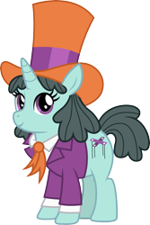 Size: 3000x4495 | Tagged: safe, artist:cloudyglow, character:claude, species:pony, species:unicorn, episode:inspiration manifestation, g4, my little pony: friendship is magic, clothing, female, hat, mare, rule 63, simple background, smiling, solo, top hat, transparent background