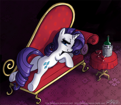 Size: 1100x956 | Tagged: safe, artist:johnjoseco, character:rarity, species:pony, species:unicorn, g4, adobe imageready, couch, fainting couch, female, mare, prone, solo, wine