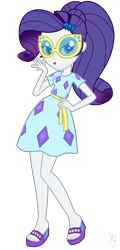 Size: 1230x2560 | Tagged: safe, artist:ilaria122, artist:selenaede, character:rarity, episode:i'm on a yacht, equestria girls:spring breakdown, g4, my little pony: equestria girls, my little pony:equestria girls, spoiler:eqg series (season 2), clothing, cruise outfit, dress, feet, female, hand on hip, legs, looking at you, ponytail, sandals, simple background, solo, sunglasses, transparent background
