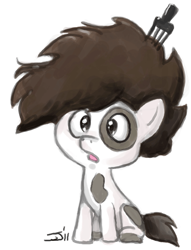Size: 550x721 | Tagged: safe, artist:johnjoseco, character:pipsqueak, species:earth pony, species:pony, g4, adobe imageready, afro, colt, comb, hair pick, male, simple background, sitting, solo, white background