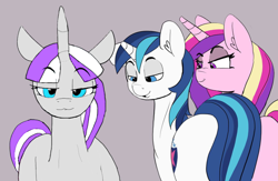 Size: 924x602 | Tagged: safe, artist:pabbley, edit, editor:gutovi, character:princess cadance, character:shining armor, character:twilight velvet, species:alicorn, species:pony, species:unicorn, ship:shiningcadance, ship:shiningvelvet, bisexual, distracted boyfriend meme, eyes on the prize, female, implied incest, incest, lesbian, male, mare, meme, milf, mother and son, polyamory, ponified meme, shipping, smiling, smug, stallion, straight, twicest