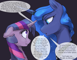 Size: 1280x989 | Tagged: safe, artist:silfoe, character:princess luna, character:twilight sparkle, character:twilight sparkle (unicorn), species:alicorn, species:pony, species:unicorn, alternate timeline, alternate universe, crying, dream, dream walker luna, female, floppy ears, looking at each other, mare, moonsetmlp, tumblr
