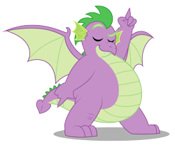 Size: 4668x3937 | Tagged: safe, artist:aleximusprime, character:spike, species:dragon, adult, adult spike, chubby, dancing, disco dance, fat, fat spike, large, moves like jagger, older, older spike, plump, simple background, transparent background, winged spike