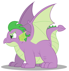 Size: 3617x3730 | Tagged: safe, artist:aleximusprime, character:spike, species:dragon, adult, adult spike, all fours, angry, chubby, fat, fat spike, male, older, older spike, plump, protecting, simple background, solo, transparent background, winged spike