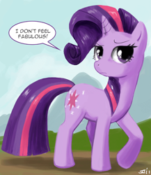 Size: 700x807 | Tagged: safe, artist:johnjoseco, character:twilight sparkle, character:twilight sparkle (unicorn), species:pony, species:unicorn, g4, adobe imageready, alternate hairstyle, fabulous, female, mare, rarity hair, rarity mane, solo, twilight is not amused, unamused
