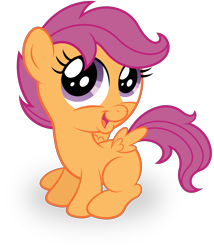 Size: 7000x8196 | Tagged: safe, artist:aleximusprime, artist:infinitoa, character:scootaloo, species:pegasus, species:pony, absurd resolution, chibi, colored, cute, cutealoo, female, looking up, open mouth, sitting, smiling, solo, vector