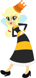 Size: 273x590 | Tagged: safe, artist:selenaede, artist:user15432, base used, character:applejack, species:human, my little pony:equestria girls, barely eqg related, bee, bee wings, clothing, crossover, crown, cuphead, dress, gloves, hasbro, hasbro studios, high heels, humanized, jewelry, queen bee, regalia, rumor honeybottoms, shoes, studio mdhr, winged humanization, wings
