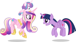 Size: 5425x3000 | Tagged: safe, artist:cloudyglow, character:princess cadance, character:princess flurry heart, character:twilight sparkle, character:twilight sparkle (alicorn), species:alicorn, species:pony, episode:on the road to friendship, aunt and niece, baby, baby pony, best aunt ever, diaper, female, ladybug, looking at each other, mare, mother and daughter, simple background, smiling, sunshine sunshine, transparent background, vector