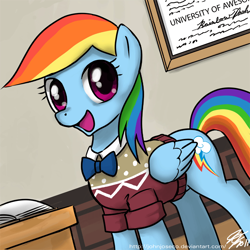 Size: 750x750 | Tagged: safe, artist:johnjoseco, character:rainbow dash, species:pegasus, species:pony, g4, adobe imageready, clothing, cute, cute ponies in sweaters, female, mare, rainbow dork, solo, sweater