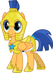 Size: 1084x1500 | Tagged: safe, alternate version, artist:cloudyglow, character:flash sentry, species:pegasus, species:pony, armor, cute, diasentres, flare warden, hoof shoes, rule 63, rule63betes, simple background, solo, transparent background