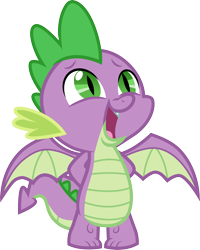 Size: 3000x3748 | Tagged: safe, artist:cloudyglow, character:spike, species:dragon, episode:marks for effort, g4, my little pony: friendship is magic, arm behind back, baby, baby dragon, cute, eyebrows, fangs, green eyes, looking up, male, nervous, simple background, solo, spikabetes, spread wings, transparent background, vector, winged spike, wings