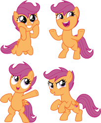 Size: 3000x3661 | Tagged: safe, artist:cloudyglow, artist:parclytaxel, character:scootaloo, species:pegasus, species:pony, episode:the washouts, g4, my little pony: friendship is magic, .ai available, bipedal, cute, cutealoo, excited, female, filly, kneeling, simple background, solo, squishy cheeks, transparent background, vector