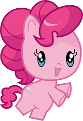 Size: 3000x4360 | Tagged: safe, artist:cloudyglow, character:pinkie pie, species:earth pony, species:pony, chibi, cute, cutie mark crew, diapinkes, female, simple background, solo, toy, transparent background