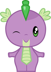 Size: 3000x4196 | Tagged: safe, artist:cloudyglow, character:spike, species:dragon, chibi, cute, cutie mark crew, looking at you, male, one eye closed, simple background, solo, toy, transparent background, wink