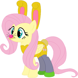 Size: 460x460 | Tagged: safe, artist:selenaede, artist:user15432, base used, character:fluttershy, species:pegasus, species:pony, species:rabbit, animal costume, bunny costume, bunny ears, bunny tail, bunnyshy, clothing, costume, halloween, halloween costume, hasbro, hasbro studios, holiday, leggings, shoes, whiskers