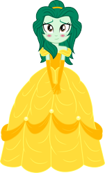 Size: 724x1200 | Tagged: safe, artist:cloudyglow, character:wallflower blush, g4, my little pony: equestria girls, my little pony:equestria girls, beauty and the beast, blushing, clothing, cosplay, costume, cute, disney, dress, female, flowerbetes, gown, simple background, solo, transparent background