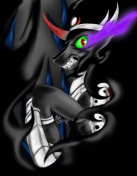 Size: 800x1022 | Tagged: safe, artist:suirano, character:king sombra, species:pony, species:unicorn, angry, armor, horn, male, stallion, teeth