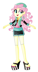 Size: 580x1076 | Tagged: safe, artist:lalobatchika, artist:selenaede, base used, character:fluttershy, my little pony:equestria girls, alternate hairstyle, barely eqg related, clothing, crossover, flower, flower in hair, hairstyle, jewelry, lagoona blue, mattel, monster high, necklace, sandals, sea creature, sea monster, shoes