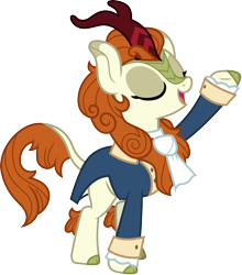 Size: 3000x3402 | Tagged: safe, artist:cloudyglow, character:autumn blaze, episode:sounds of silence, g4, my little pony: friendship is magic, .ai available, alexander hamilton, broadway, clothing, cosplay, costume, crossover, eyes closed, female, hamilton, lin-manuel miranda, musical, simple background, solo, suit, transparent background, vector